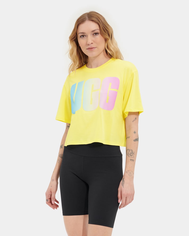UGG Pattie Cropped Logo Tee for Women in Elfin Yellow