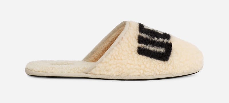 UGG Men's Scuff Curly Graphic Sheepskin Slippers in Natural