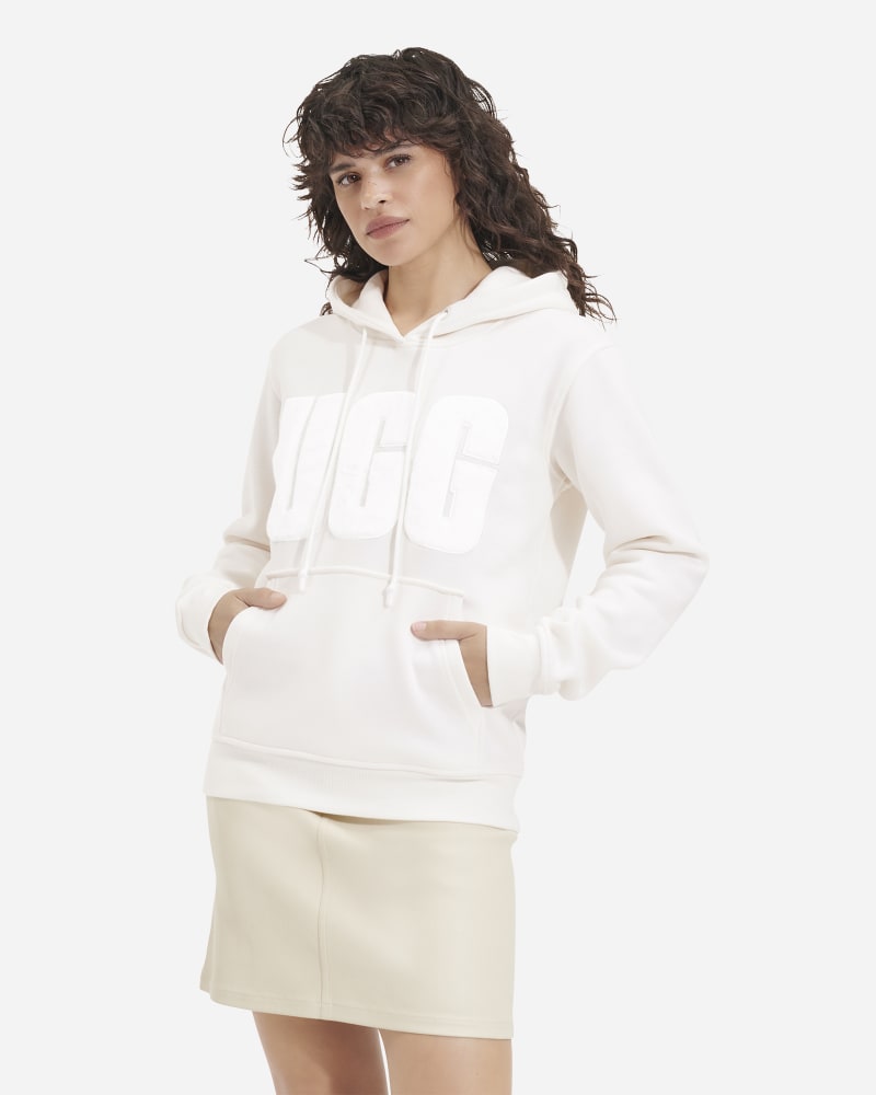 UGG® Rey Fuzzy Logo Hoodie for Women, Size Large