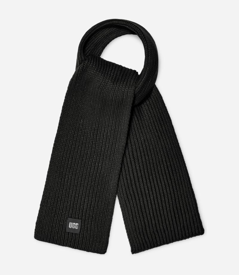 ugg w chunky rib knit scarf in black, taille o/s, autre