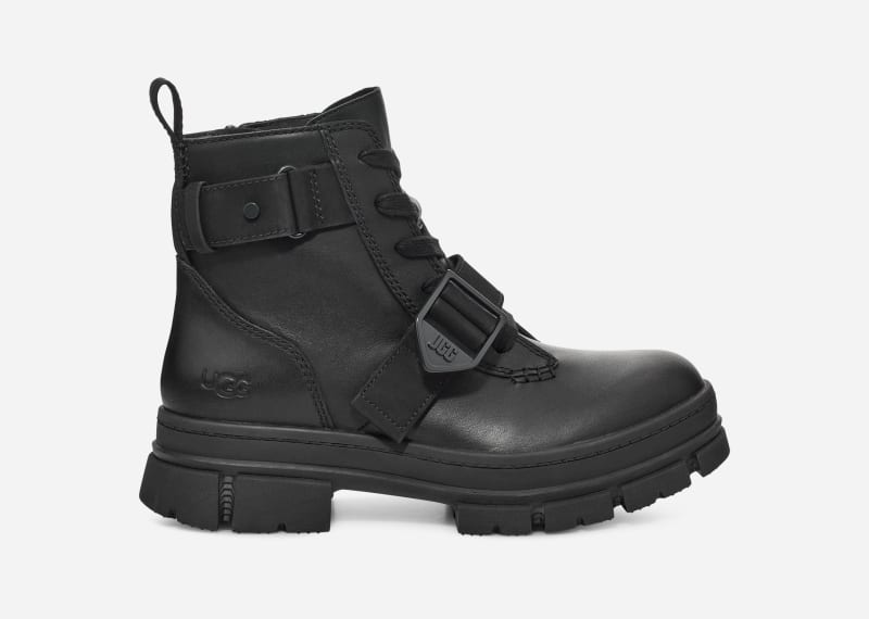 UGG Women's Ashton Lace Up Leather Boots in Black