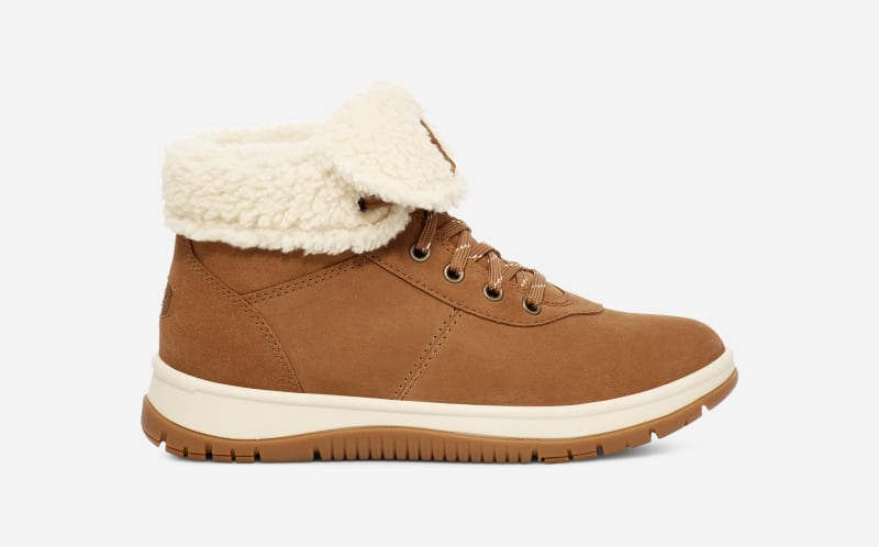 UGG Women's Lakesider Mid Lace Up Suede Boots in Chestnut