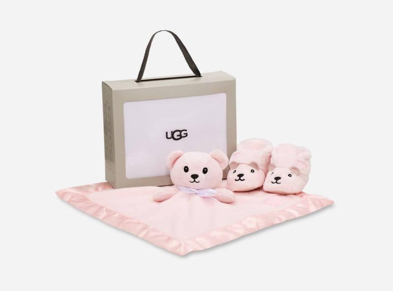 UGG Bixbee And Lovey Bear Stuffie Fleece/Textile Boots in Seashell Pink