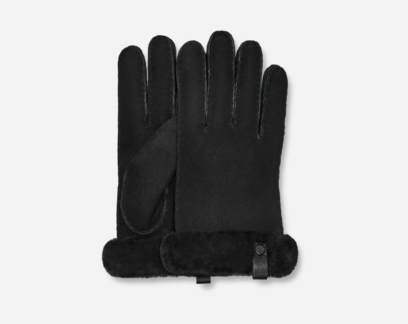 UGG Shorty Glove With Leather Trim for Women in Black