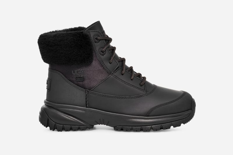 UGG Women's Yose Fluff V2 Leather Cold Weather Boots in Black