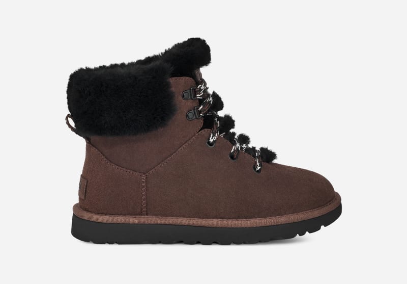 Women's Classic Mini Alpine Lace Sheepskin Classic Boots