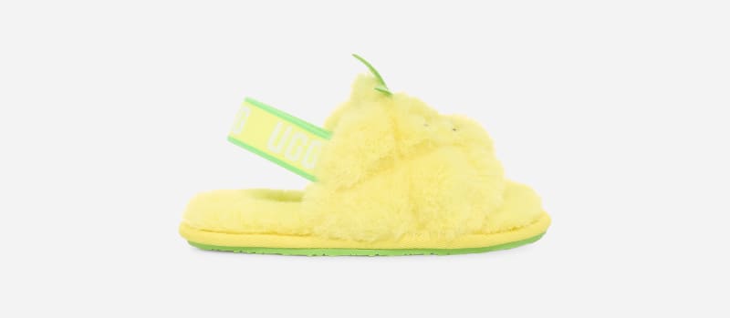 UGG Toddlers' Fluff Yeah Pineapple Stuffie Faux Fur Slippers in Pineapple