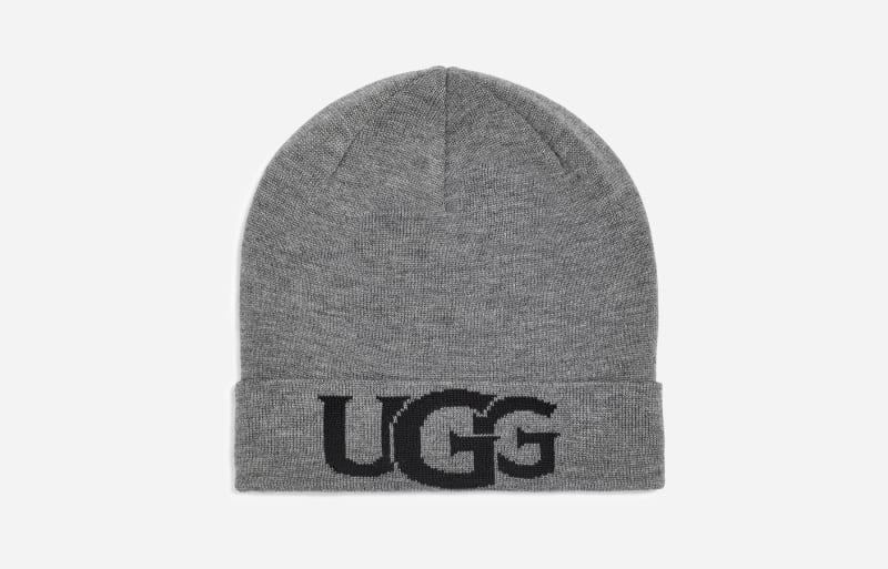 UGG Intarsia Logo Knit Beanie for Women in Grey