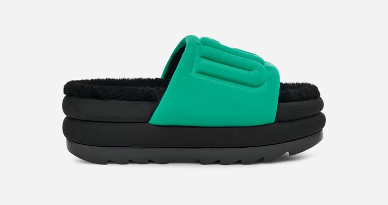 UGG Maxi Graphic Slide for Women in Emerald Green/Black