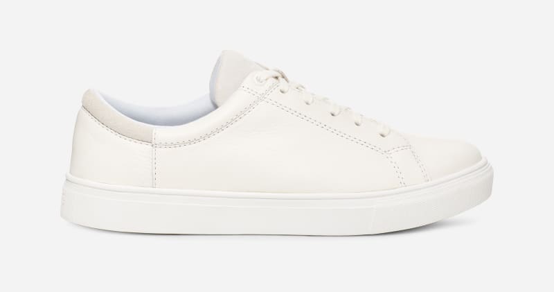UGG Men's Baysider Low Weather Suede Sneakers in White Leather