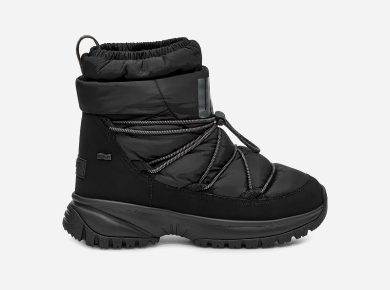 UGG Women's Yose Puffer Mid Faux Leather/Textile Cold Weather Boots in Black