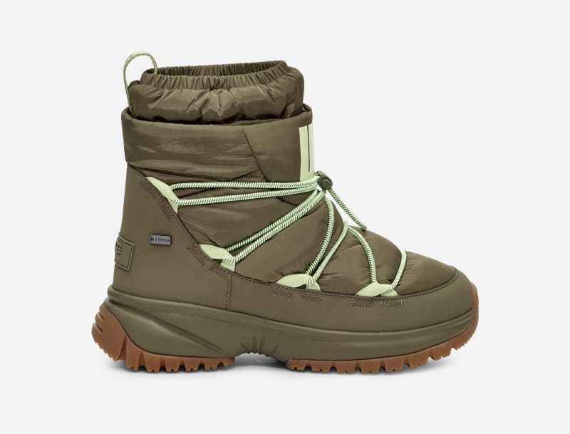 UGG Women's Yose Puffer Mid Faux Leather/Textile Cold Weather Boots in Burnt Olive
