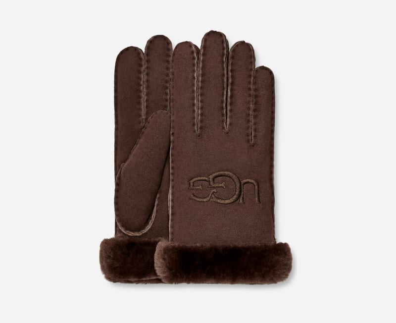 UGG Shearling Logo Embroidered Glove for Women | UGG EU in Brown