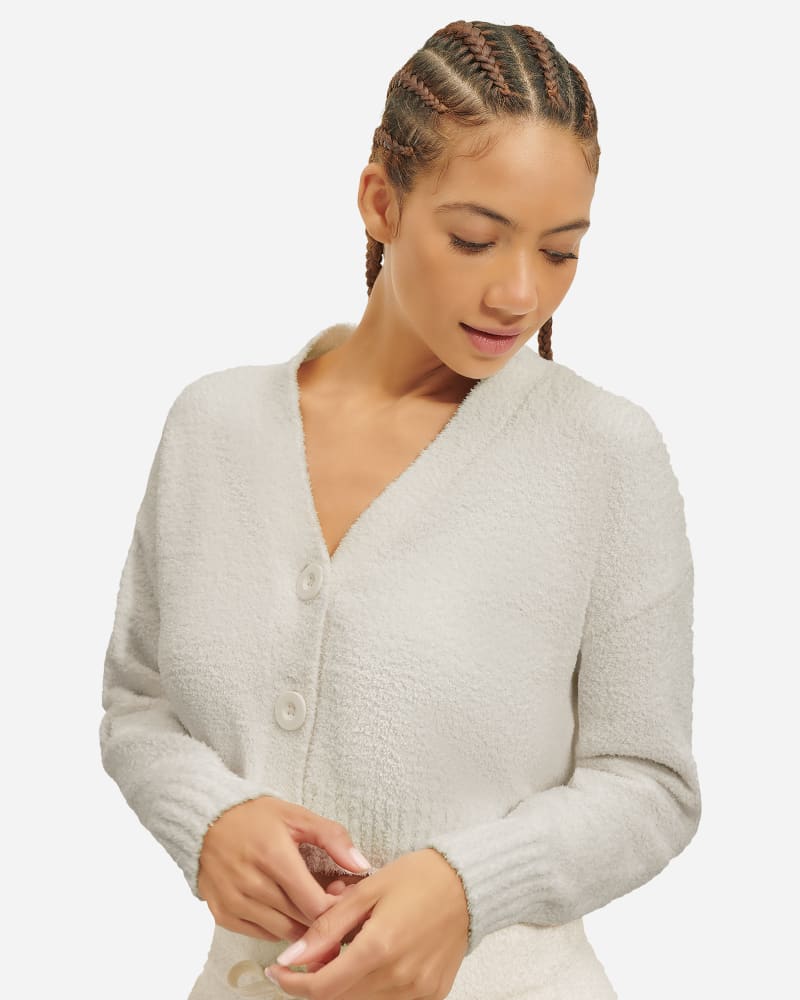 ugg cardigan nyomi pour femme in cream, taille l, mélange de polyester