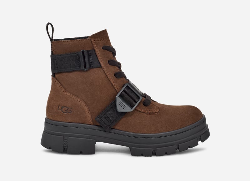 UGG Women's Ashton Lace Up Suede/Waterproof Boots in Dark Earth