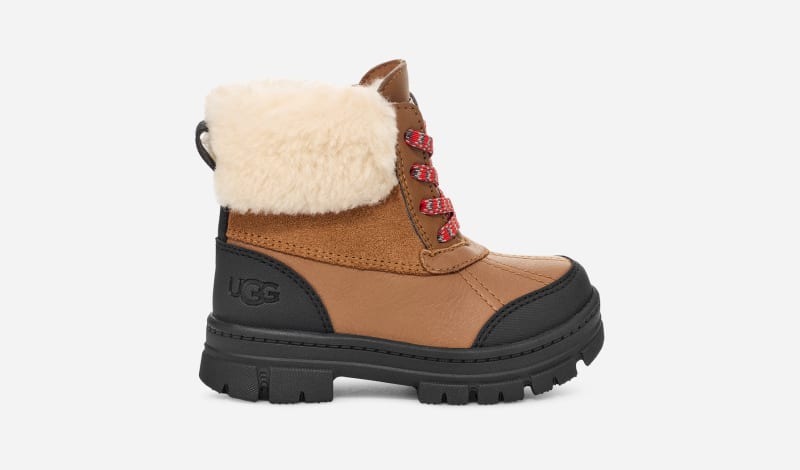 UGG Toddlers' Ashton Addie Leather/Suede/Wool Blend Boots in Chestnut