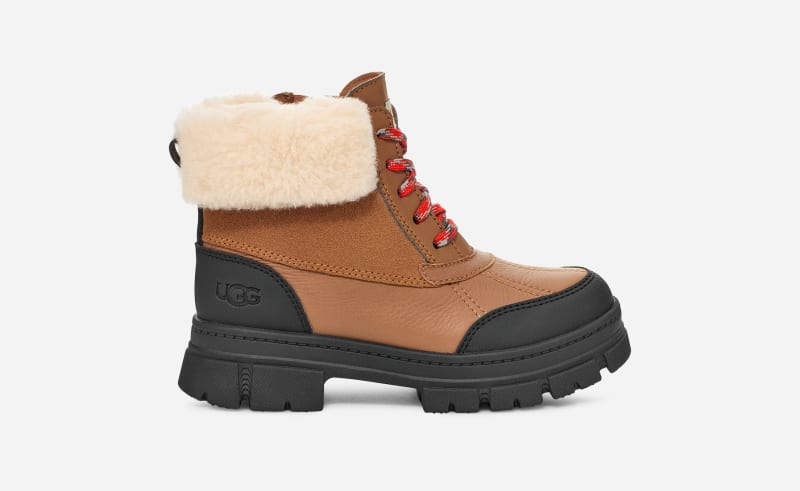 UGG Kids' Ashton Addie Leather/Suede/Wool Blend Boots in Chestnut