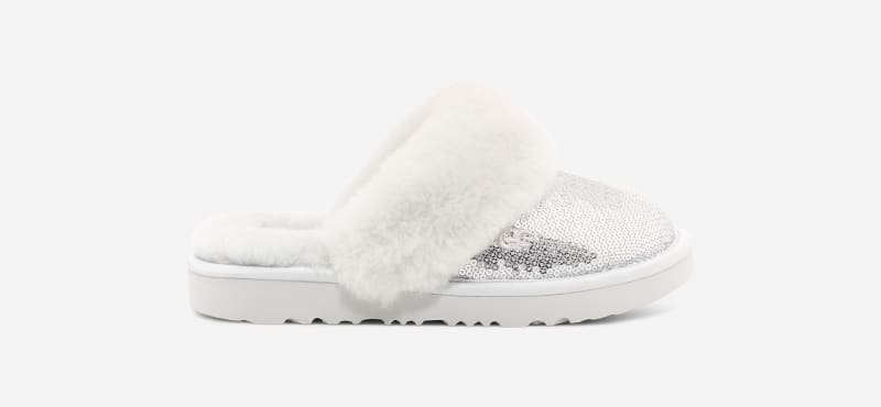 UGG Toddlers' Cozy II Mirror Ball Sheepskin Slippers in Silver