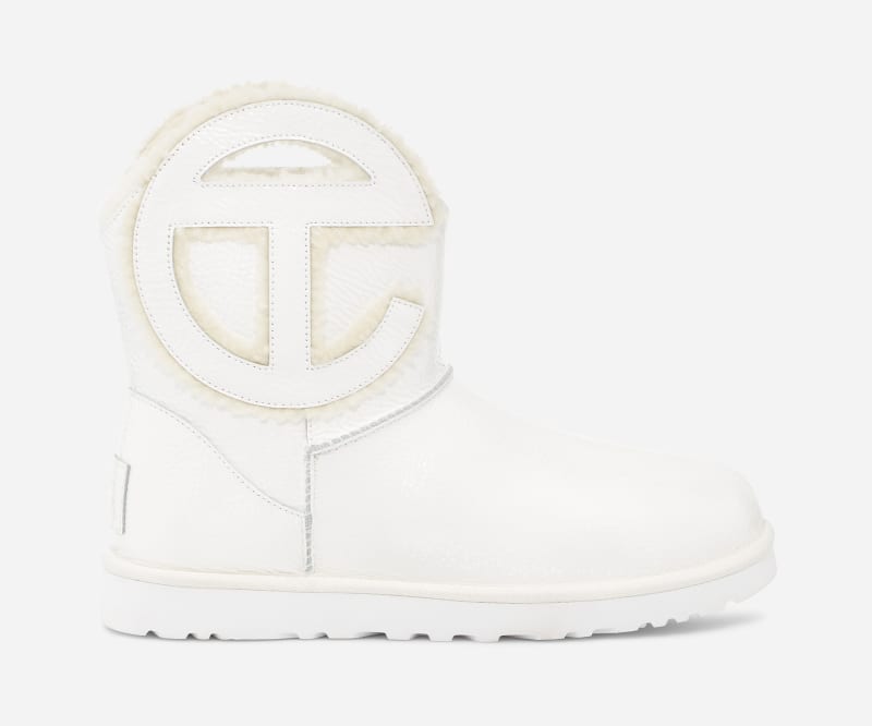 UGG x TELFAR Logo Mini Sheepskin Classic Boots in White