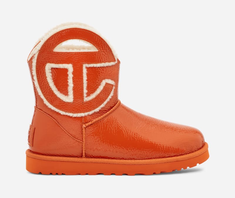 UGG x TELFAR Logo Mini Sheepskin Classic Boots in Spicy Pumpkin