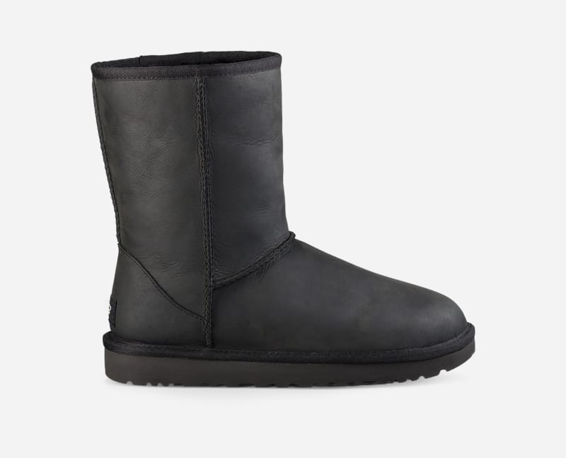 UGG Women's Classic Short Leather Leather/Waterproof Classic Boots in Black