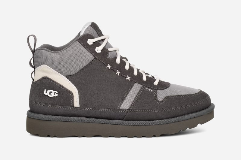 UGG Men's Highland Hi Heritage Suede/Textile/Recycled Materials Sneakers in Gray Matter/Sleek/White