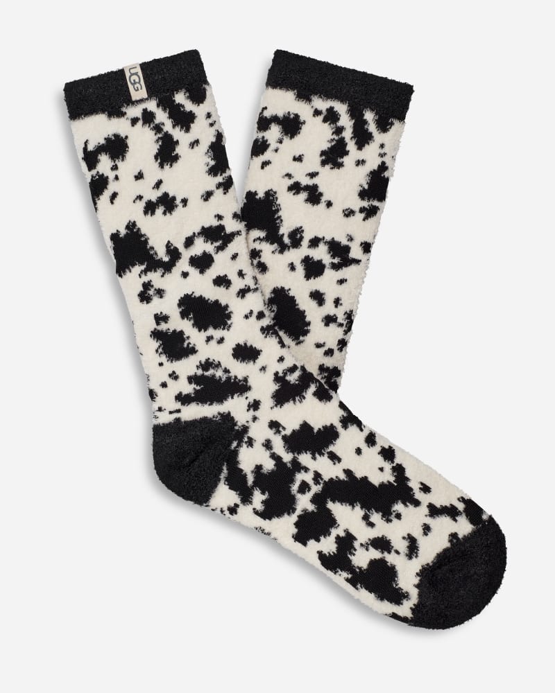 ugg leslie graphic crew chaussettes pour femme in black/white gazella, taille o/s, autre