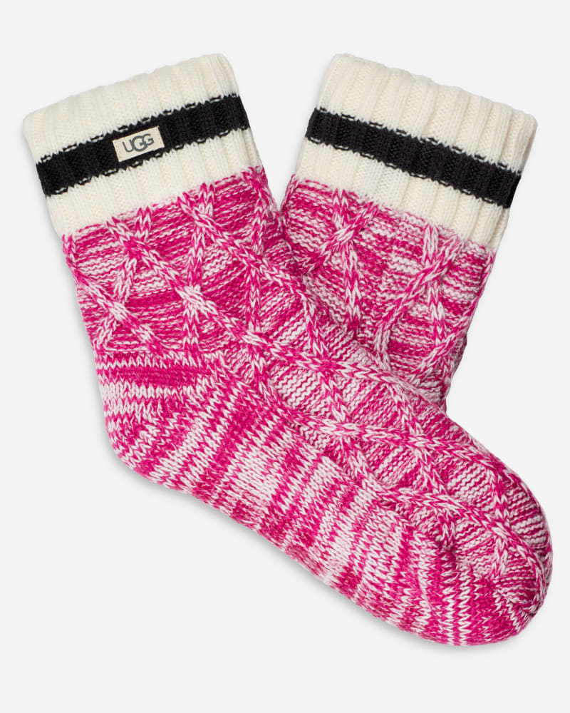 UGG Deedee Fleece Lined Quarter Sock in Solferino Pink/Tar