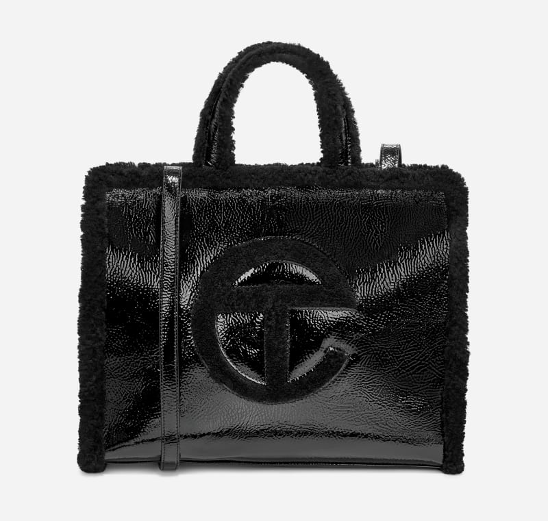 UGG x TELFAR Medium Shopper Crinkle Leather/Sheepskin Handbags in