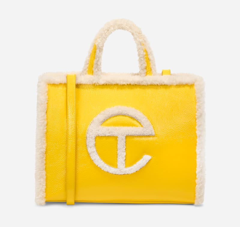 UGG x TELFAR Medium Shopper Crinkle Leather/Sheepskin Handbags in
