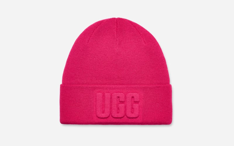 UGG Women's 3D Graphic Logo Beanie Wool Blend Hats in