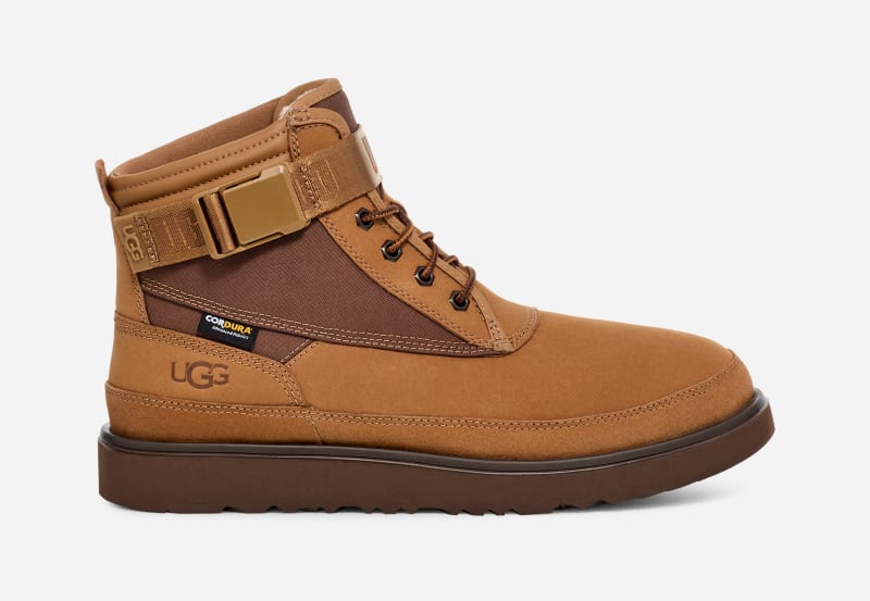 UGG Men's Highland Utility Strap Weather Leather/Nubuck/Textile/Waterproof/Recycled Materials Classic Boots in Chestnut