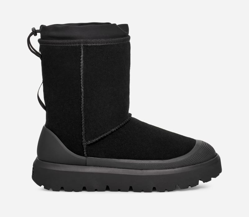 UGG Classic Short Weather Hybrid Suede/Waterproof Classic Boots in Black/Black