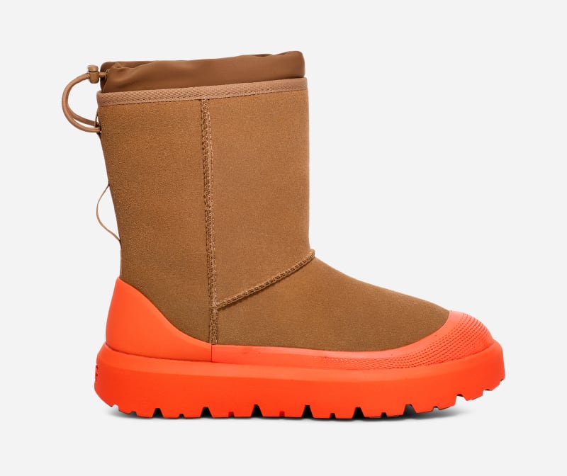 UGG Classic Short Weather Hybrid Suede/Waterproof Classic Boots in Chestnut/Orange