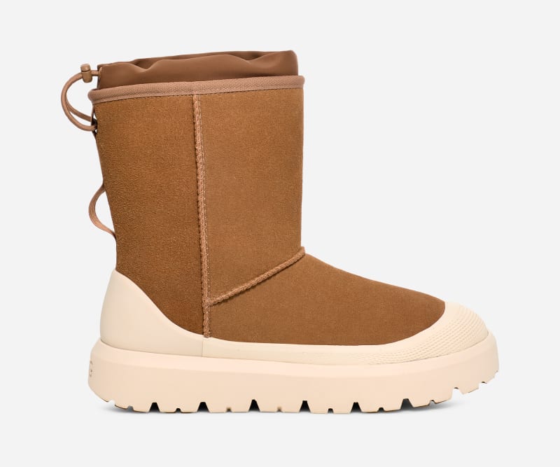 UGG Classic Short Weather Hybrid Suede/Waterproof Classic Boots in Chestnut/Whitecap