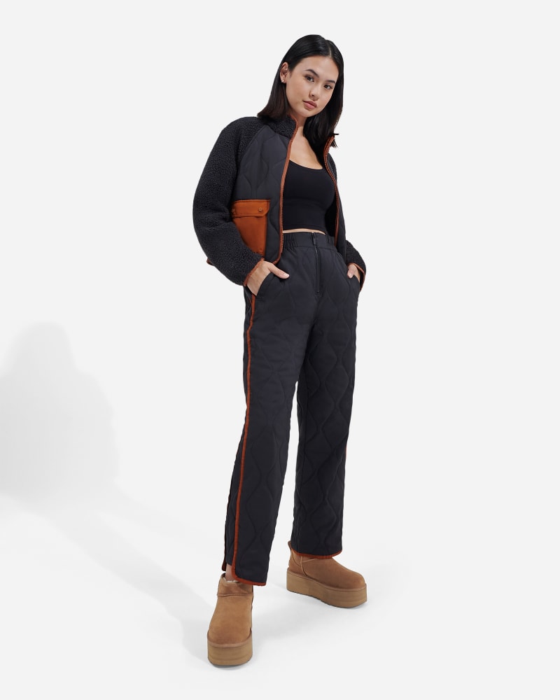 Dayana Quilted UGGfluff Pant in Tar/Ink/Hardwood