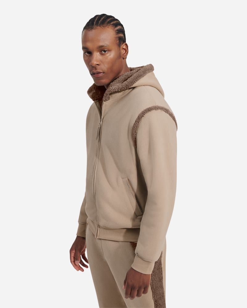 UGG Evren Bonded Fleece Zip Up Sweater in Grey