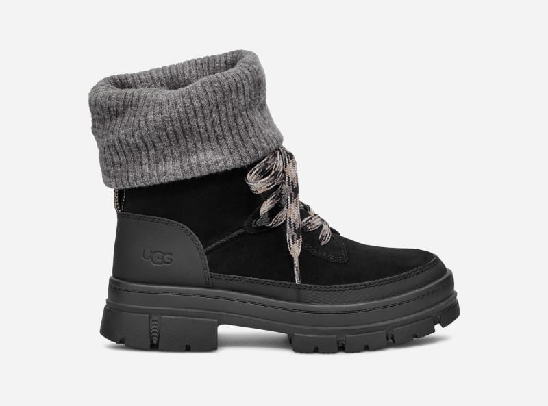 UGG Women's Ashton Hiker Faux Leather/Suede/Textile Boots in Black
