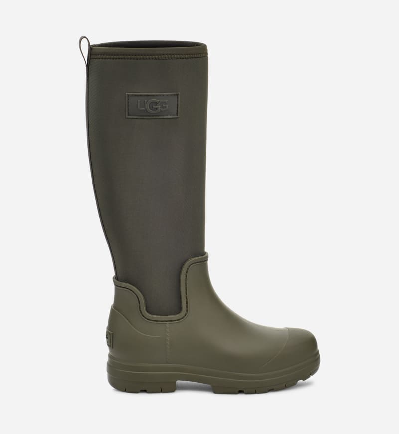 UGG Women's Droplet Tall Fleece/Neoprene/Synthetic/Textile Rain Boots in Forest Night