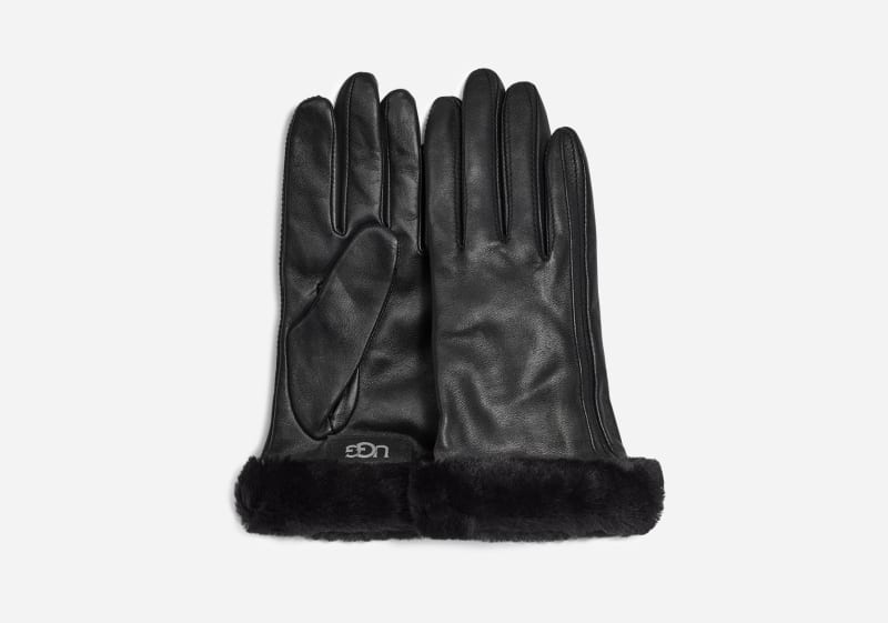 UGG Classic Leather Shorty Tech Glove in Black
