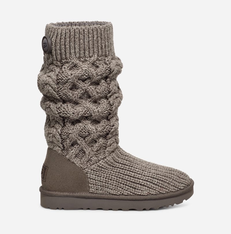 UGG Women's Classic Cardi Cabled Knit Classic Boots in Grey