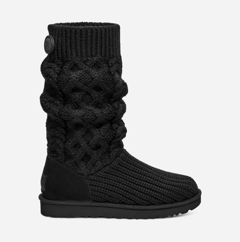 UGG Classic Cardi Cabled Knit Boot in Black
