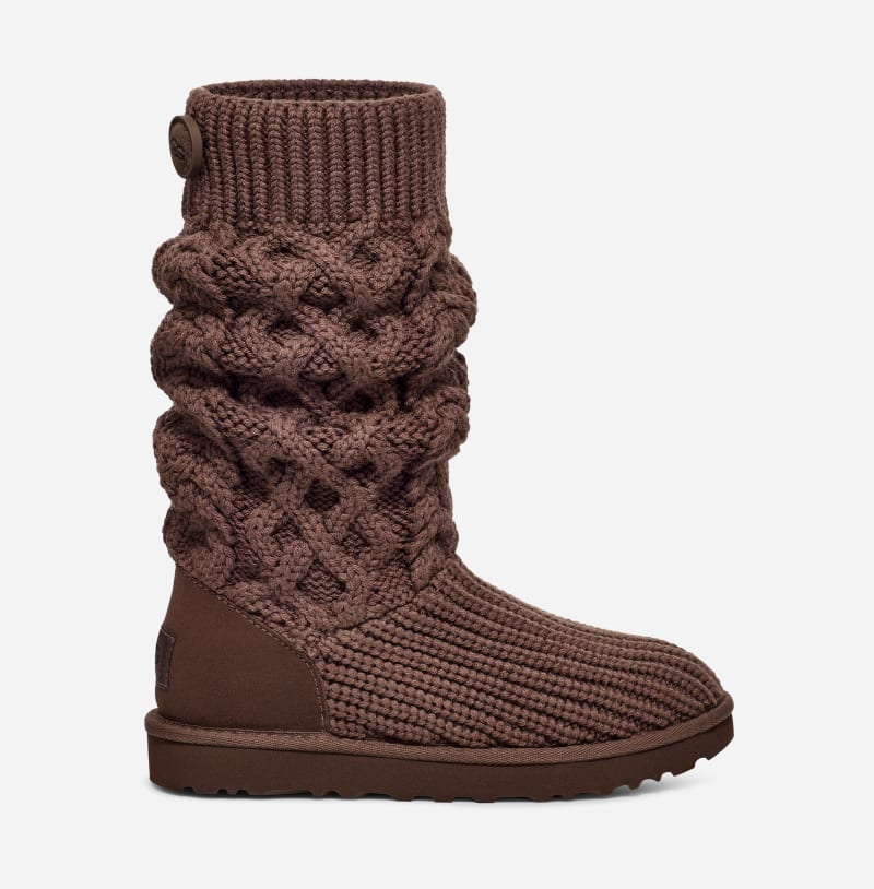 UGG Classic Cardi Cabled Knit Boot in Brown