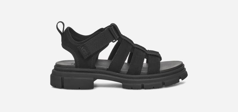 UGG® Kids' Ashton Multistrap Nubuck/Textile/Recycled Materials Sandals in Black