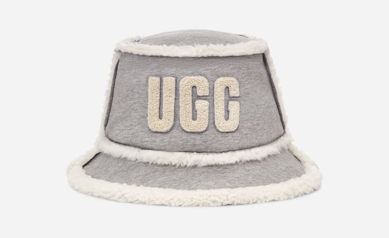 UGG® Visserhoed van gebonden fleece in Grey, Maat S/M, Polyester/Katoen/Fleece