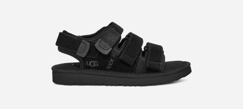 UGG® Kids' Goldencoast Multistrap Suede/Textile/Recycled Materials Sandals in Black