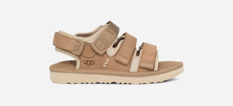 UGG® Kids' Goldencoast Multistrap Suede/Textile/Recycled Materials Sandals in Sand