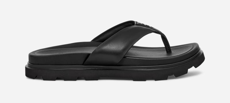UGG® Men's Capitola Flip Leather Sandals in Black, Size 8