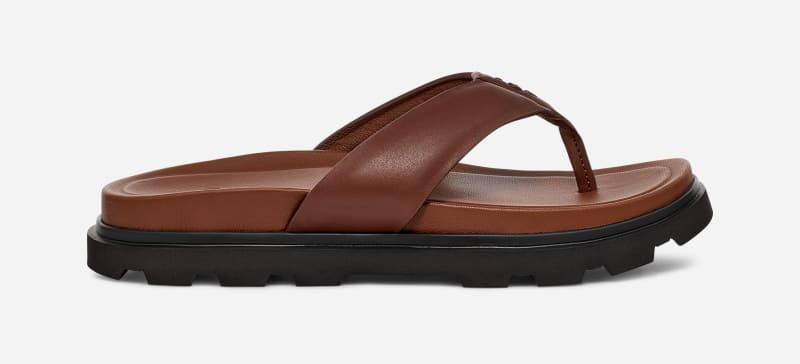 UGG® Men's Capitola Flip Leather Sandals in Cognac