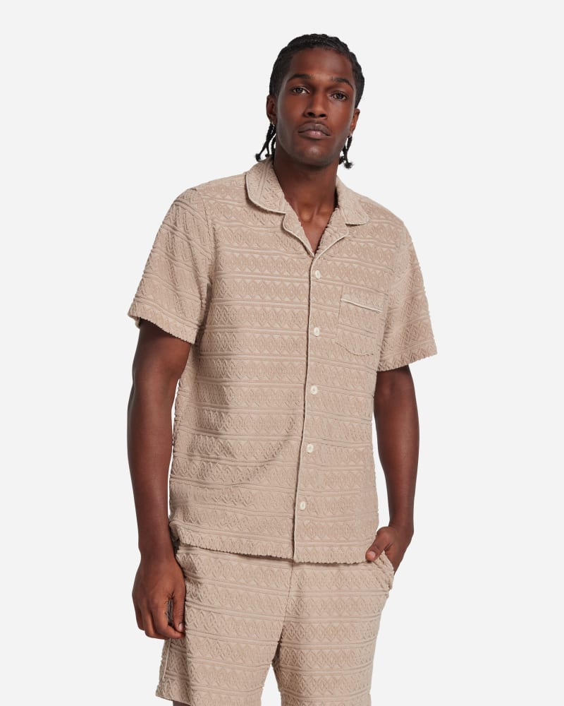 chemise ugg tasman terry braid pour homme | ugg ue in brown, taille xs, coton